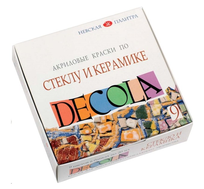 Набор акрила по стеклу и керамике 9 цветов/20 мл, DECOLA 4041113