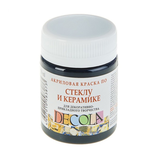 Акриловая краска по стеклу и керамике, 50 мл, черный, DECOLA 4028810