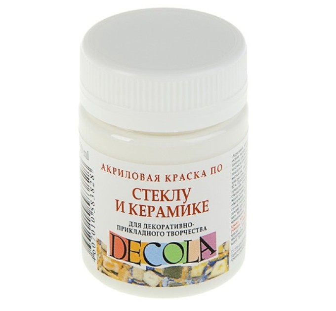 Акриловая краска по стеклу и керамике, 50 мл, белый, DECOLA 4028104