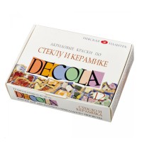 Набор акрила по стеклу и керамике 12 цветов/20 мл, DECOLA 4041114