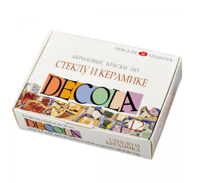 Набор акрила по стеклу и керамике 12 цветов/20 мл, DECOLA 4041114
