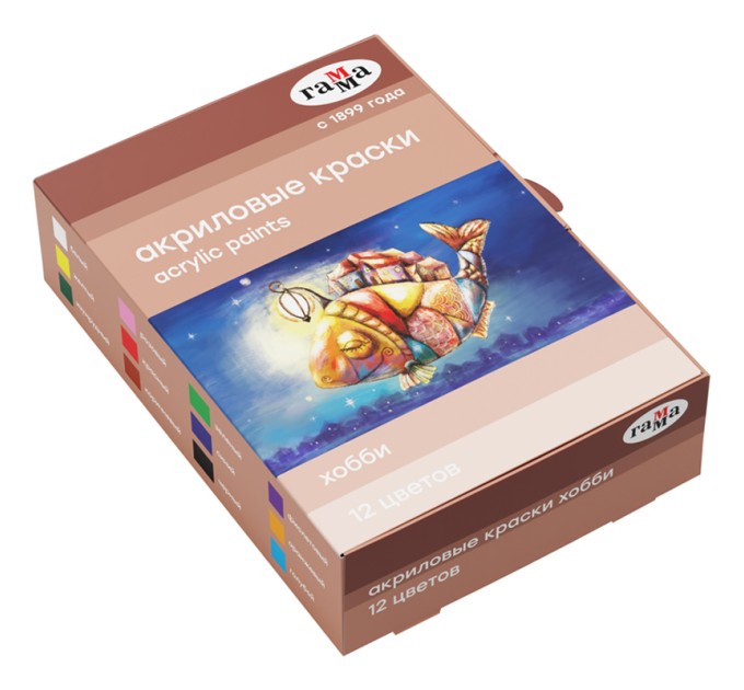 Акрил 12 цветов/20 мл, «Хобби» 3012198