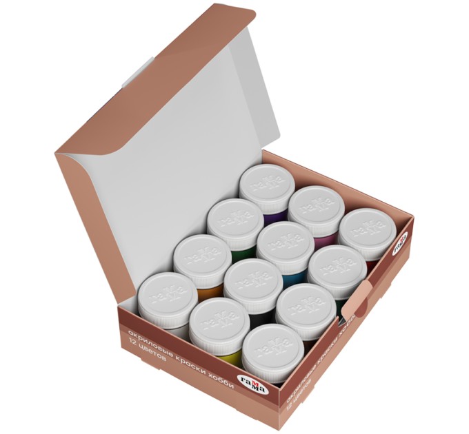 Акрил 12 цветов/20 мл, «Хобби» 3012198