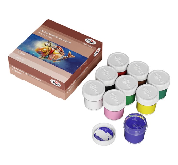 Акрил 9 цветов/20 мл, «Хобби» 3012197