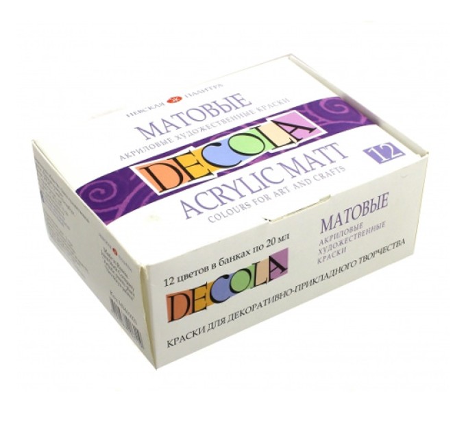 Акрил набор 12 цветов/20 мл, матовый, DECOLA 143411021