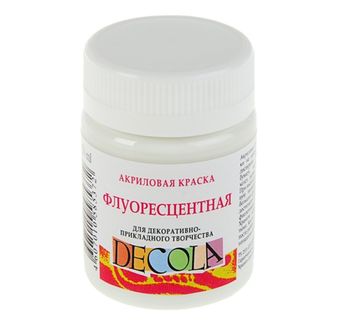 Акриловая краска, 50 мл, флуоресцентная, белая, DECOLA 4328104