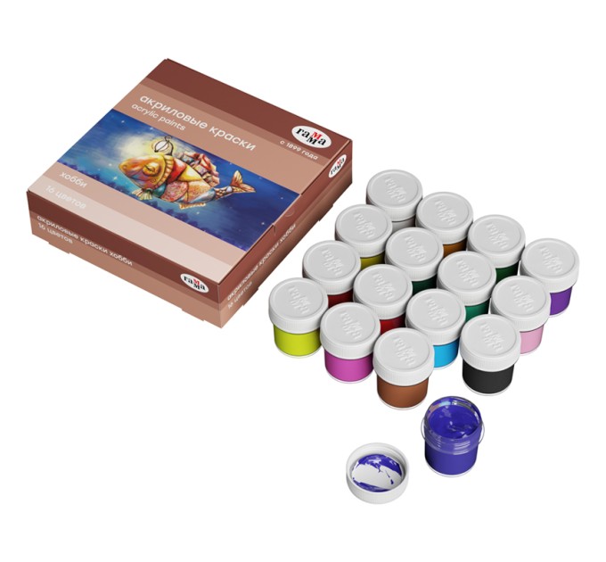 Акрил 16 цветов/20 мл, «Хобби» 1401201