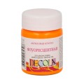 Акриловая художественная краска, 50 мл, глянцевая, флуоресцентная оранжевая, DECOLA 4328315