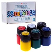 Акрил набор 6 цветов/20 мл, глянцевый, DECOLA 2941024