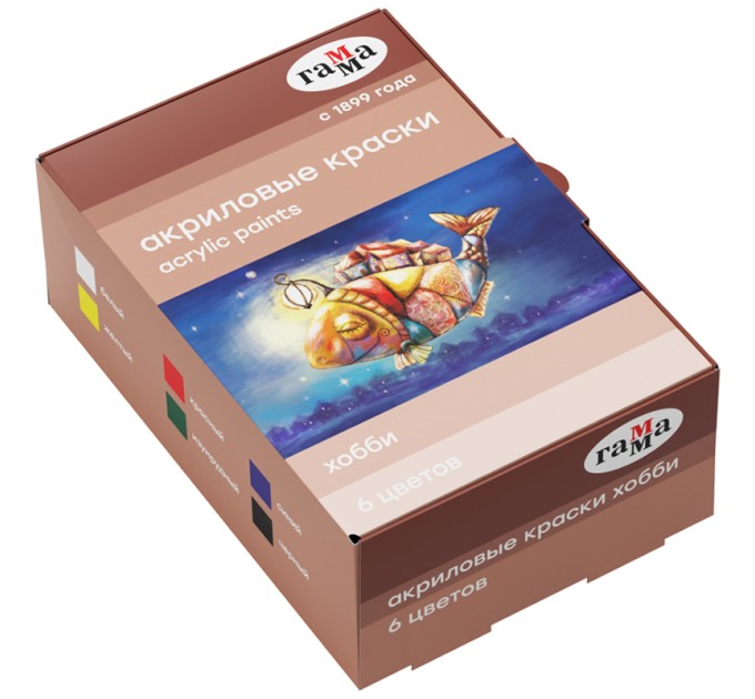 Акрил 6 цветов/20 мл, «Хобби» 3012196