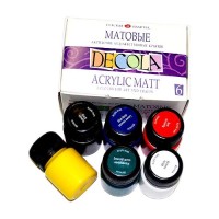 Акрил набор 6 цветов/20 мл, матовый, DECOLA 143411020