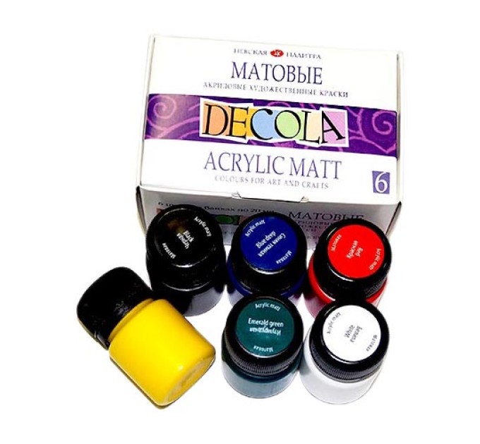 Акрил набор 6 цветов/20 мл, матовый, DECOLA 143411020