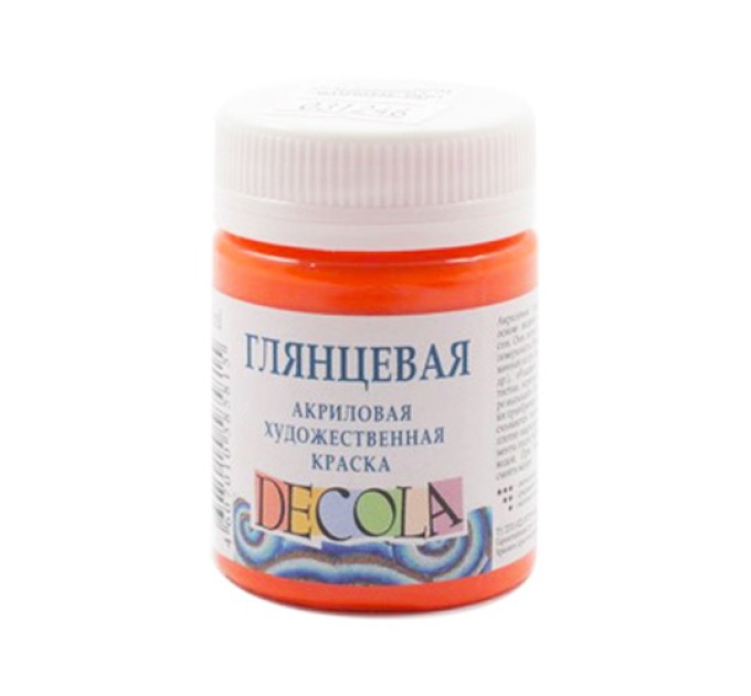 Акриловая художественная краска, 50 мл, глянцевая, оранжевая, DECOLA 2928315