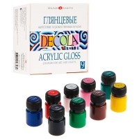 Акрил набор 9 цветов/20 мл, глянцевый, DECOLA 2941115