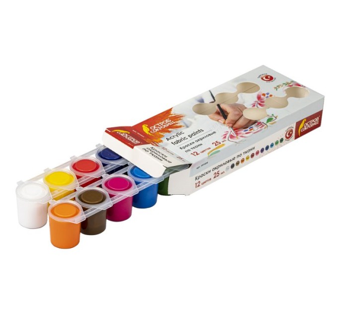 Акрил по ткани 12 цветов/25 мл, «Остров сокровищ» 191694