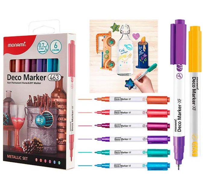 Набор акриловых маркеров Deco Marker FX «Металлик», 6 цветов, 0.7 мм 463