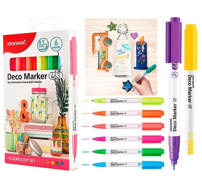 Набор акриловых маркеров Deco Marker FX, «Флуоресцентный», 6 цветов, 0.7 мм 463