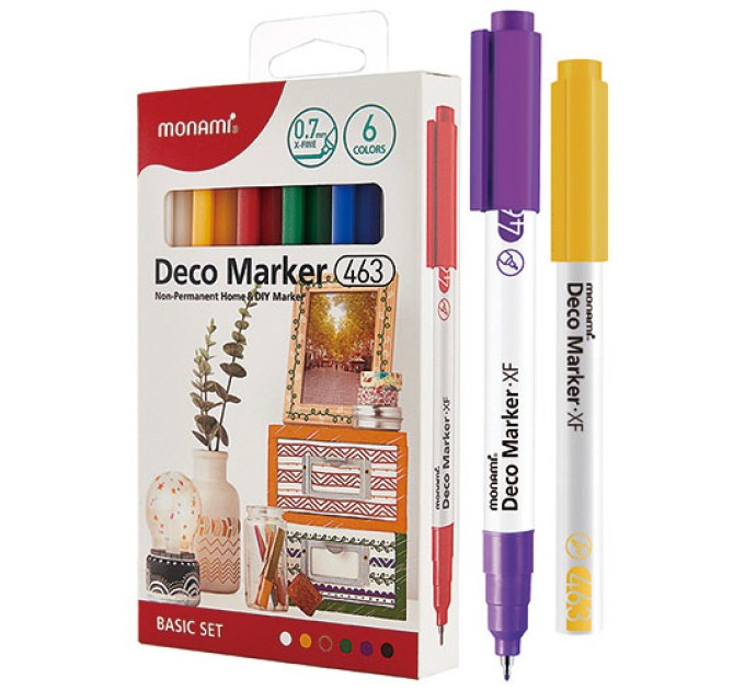 Набор акриловых маркеров Deco Marker XF, «Базис», 6 цветов, 0.7 мм 463