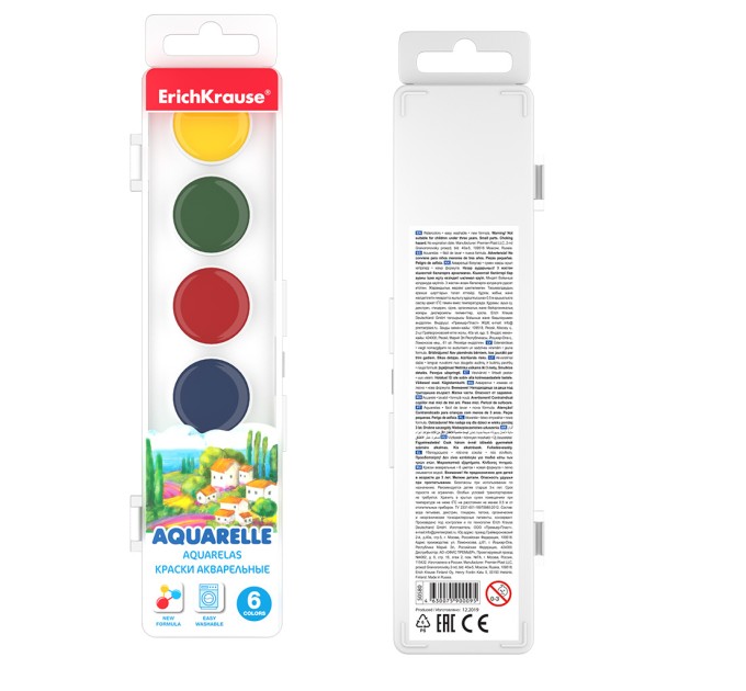 Акварель 6 цветов, без кисти, ErichKrause® 50580