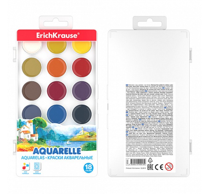 Акварель 18 цветов, без кисти, ErichKrause® 50582