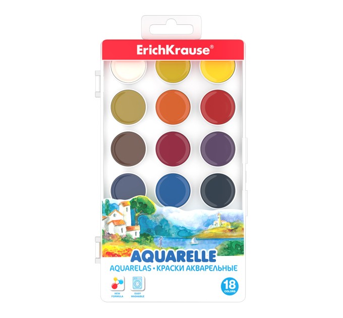 Акварель 18 цветов, без кисти, ErichKrause® 50582