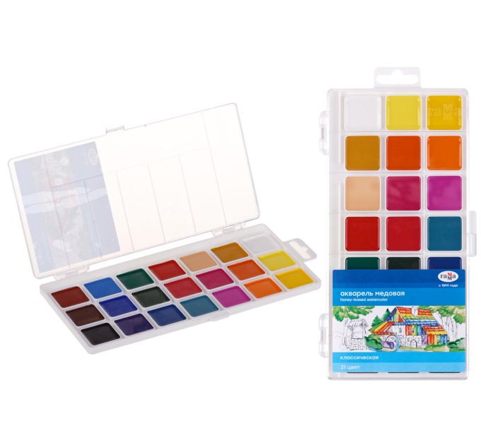 Акварель медовая, 21 цвет, без кисти, «Классическая» 1009197