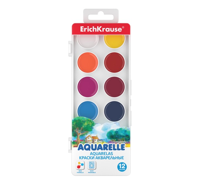 Акварель 12 цветов, без кисти, ErichKrause® 50581
