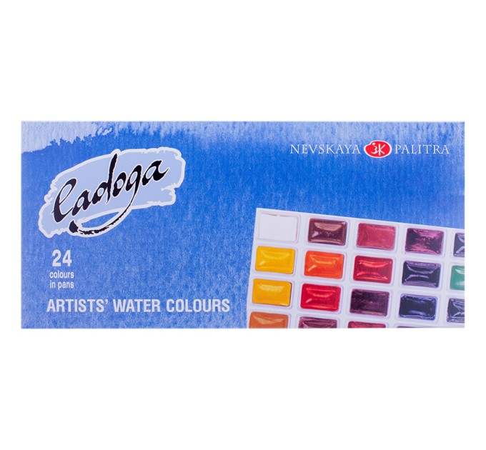 Акварель художественная 24 цвета, 2.5 мл кюветы, «Ладога» 2041026