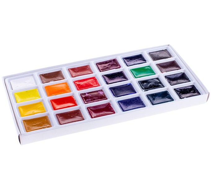 Акварель художественная 24 цвета, 2.5 мл кюветы, «Ладога» 2041026