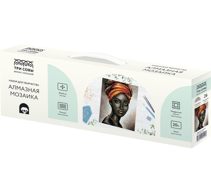 Мозаика алмазная Три совы «Африканская женщина», 30х40 см, холст АМ3040_47544