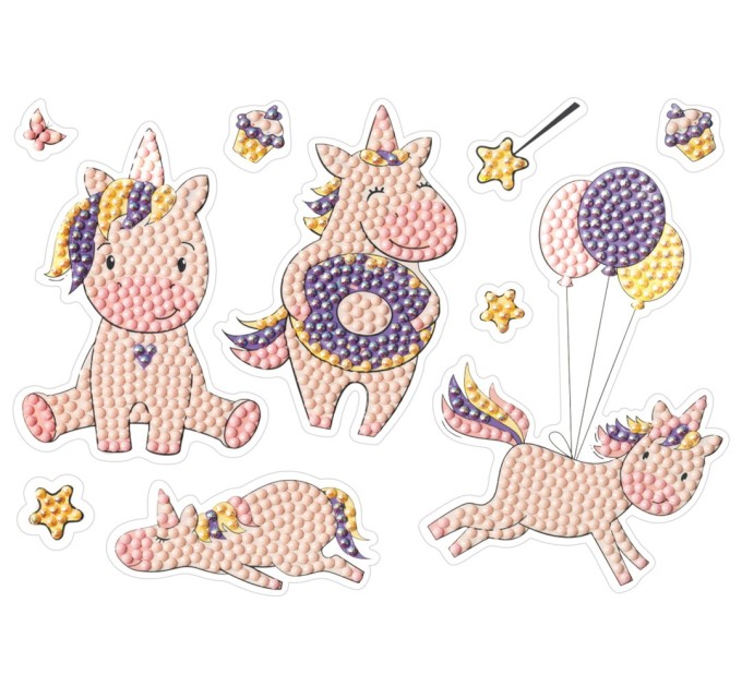 Мозаика алмазная Фрея наклейки «Единороги», 14х19.5 см ALVN-122