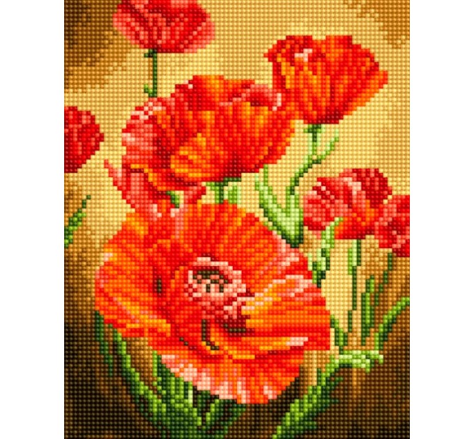 Мозаика алмазная Фрея «Красные маки», 28х22 см, холст ALV-74