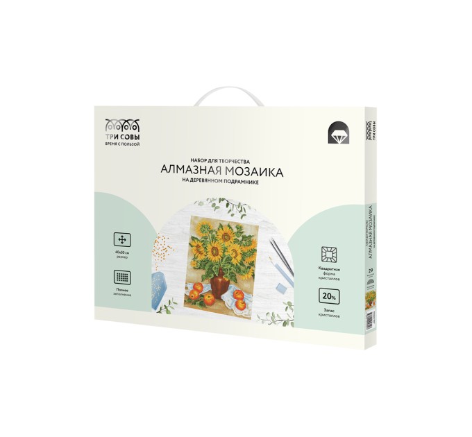 Мозаика алмазная Три совы «Подсолнухи и яблоки», 40х50 см, холст на деревянном подр АМП4050_47604