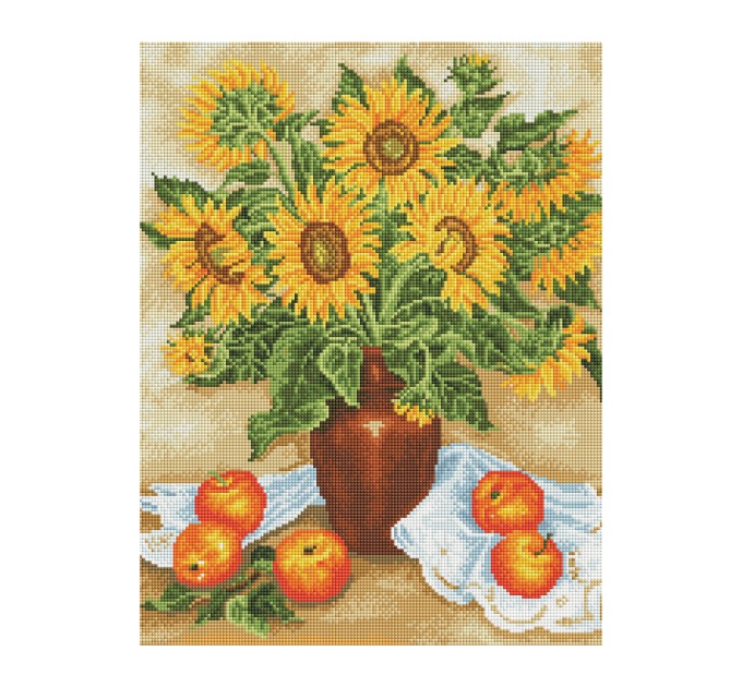 Мозаика алмазная Три совы «Подсолнухи и яблоки», 40х50 см, холст на деревянном подр АМП4050_47604