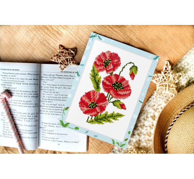 Мозаика алмазная Фрея мини-картинка «Маки», 14х19.5 см, картон ALVS-008