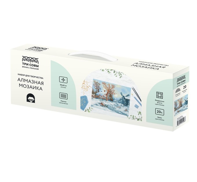 Мозаика алмазная Три совы «Зима в деревне», 30х40 см, холст АМ3040_47528