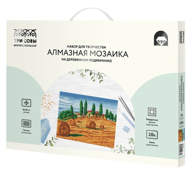 Мозаика алмазная Три совы «Сенокос», 30х40 см, холст на деревянном подрамнике АМП3040_52933