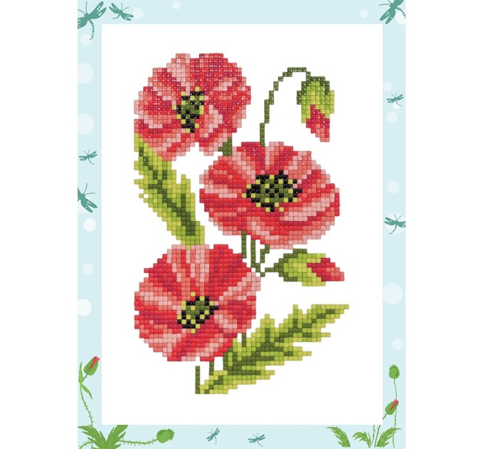 Мозаика алмазная Фрея мини-картинка «Маки», 14х19.5 см, картон ALVS-008