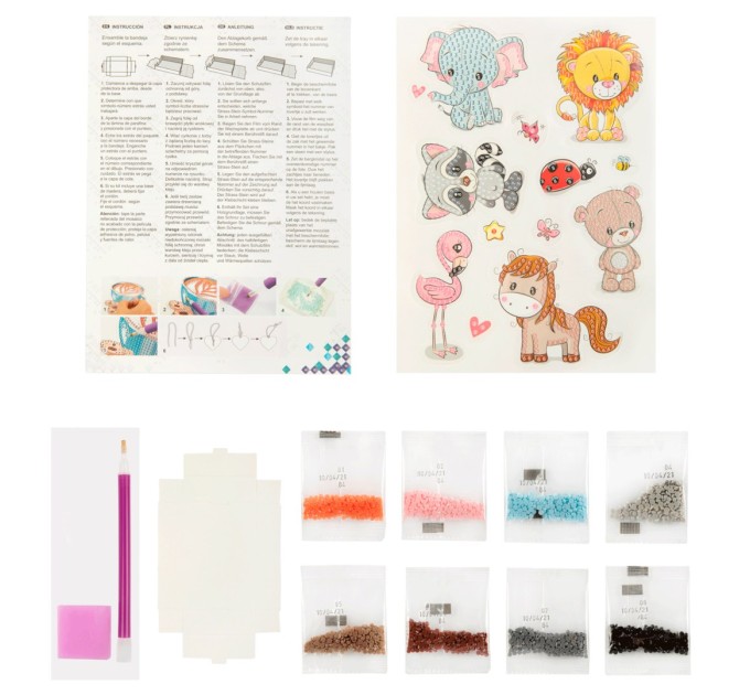 Мозаика алмазная Фрея наклейки «Веселые зверята», 14х19.5 см ALVN-102