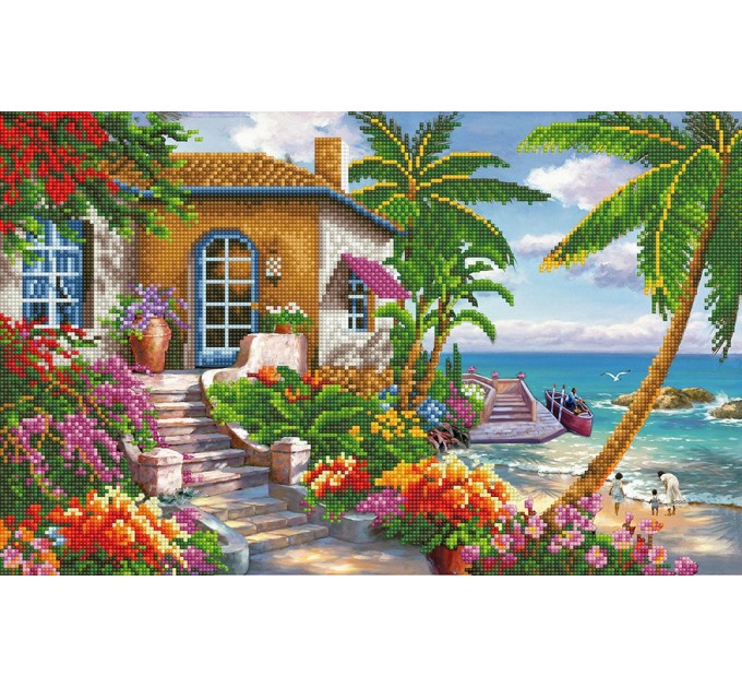 Мозаика алмазная Фрея «Райский уголок», 35х56 см, холст ALV-68