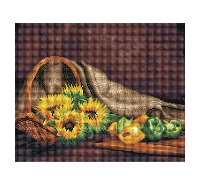 Мозаика алмазная Три совы «Натюрморт с подсолнухами», 40х50 см, холст АМ4050_47553
