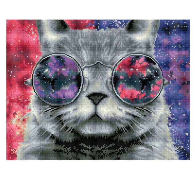 Мозаика алмазная Три совы «Кошачий космос», 40х50 см, холст на деревянном подрамнике АМП4050_47621