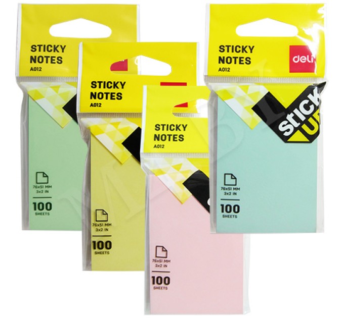 Блок для заметок Deli с липким слоем, 100 л., 51х76 01202А