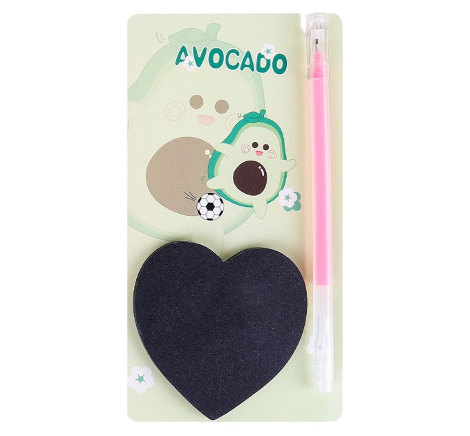 Набор блок для заметок с липким слоем 70х70 мм, 50 листов + ручка гелевая, «AVOCADO» WB-95291