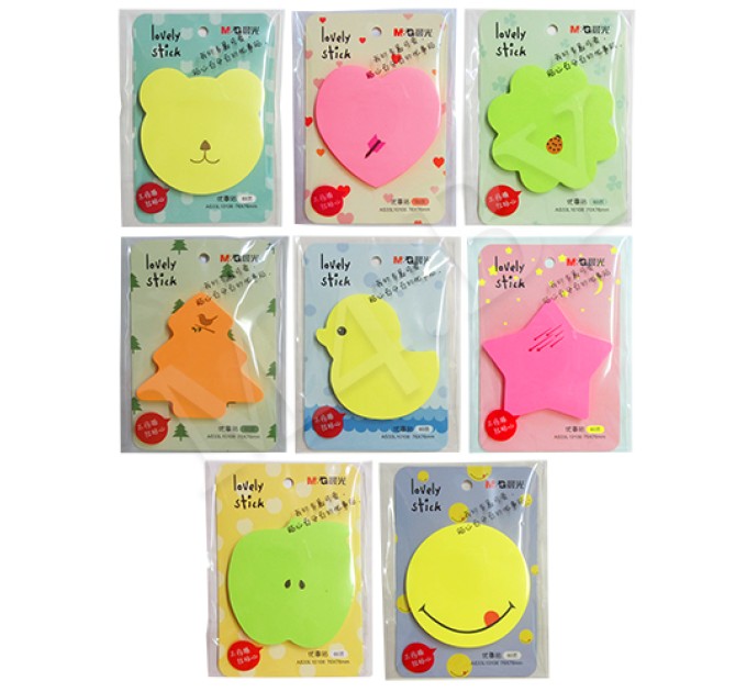 Блок для заметок M&G с липким слоем, 60 л., 76х76, неон, фигурный AS33L10106 (YS-160)