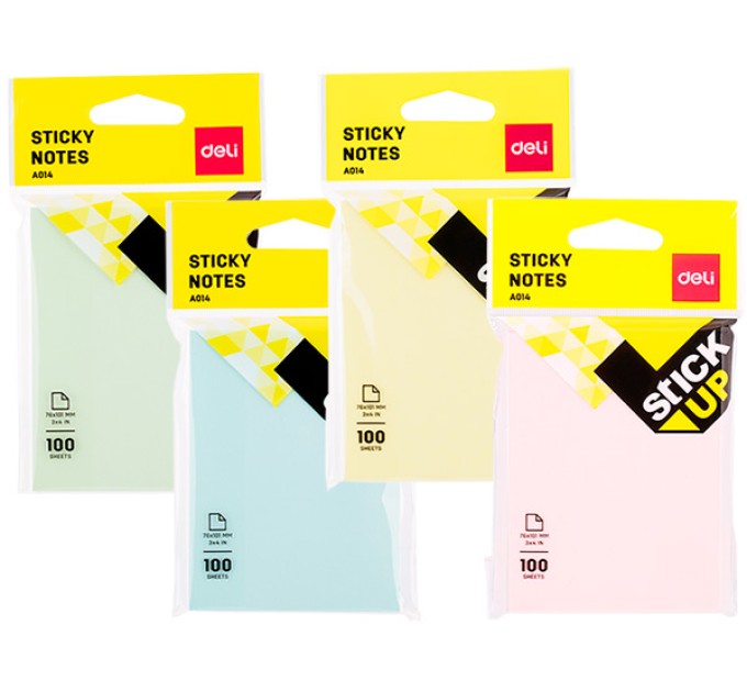 Блок для заметок Deli, с липким слоем, 100 л., 76х101 А01402