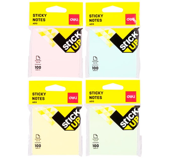 Блок для заметок Deli, с липким слоем, 100 л., 76х76 А01302