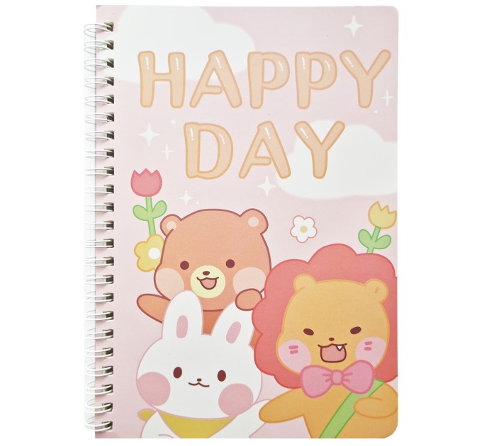 Блокнот 140х207 мм, 60 л., на гребне, «HAPPY DAY» WB-95351