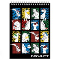 Блокнот А7, 40 л., на гребне, «Дино-комикс» 64398