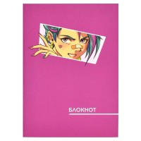 Блокнот 120х170 мм, 40 л., на скобе, «Аниме розовое» 65441